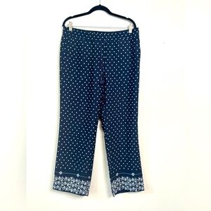 Ann Taylor LOFT Wide Leg Ankle Pants Navy Nautical Preppy Pull On